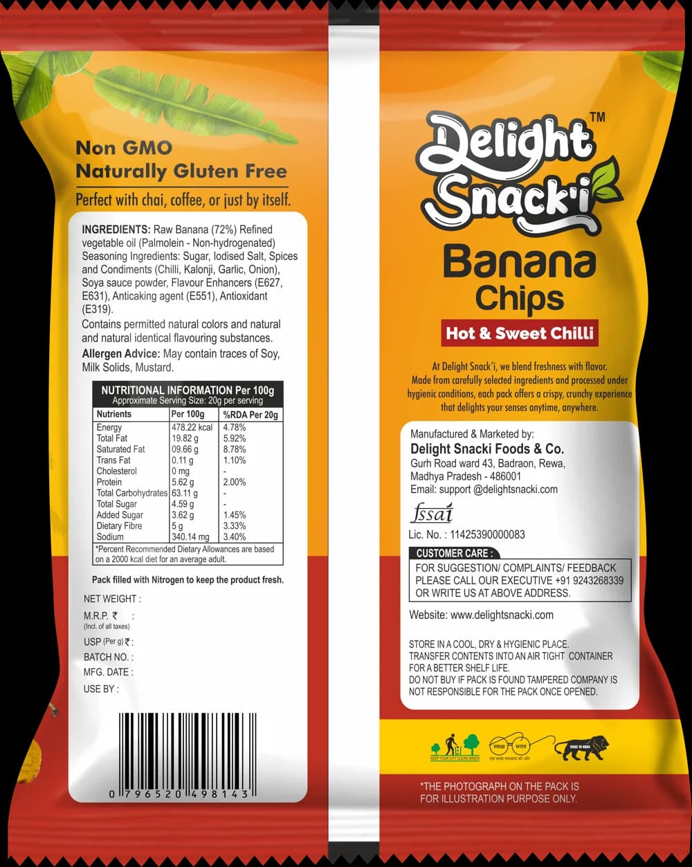 Hot & Sweet Chilli packet back